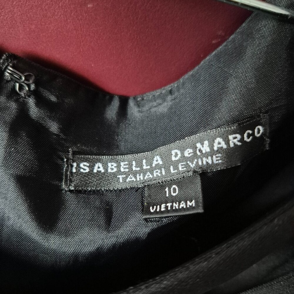 Isabella Demarco size 10 black sleeveless Asymmetric Ruffle Sheath Work dress